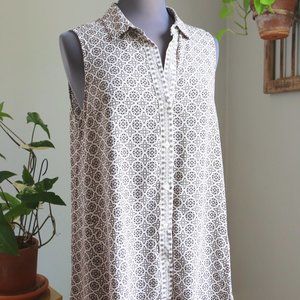 MAX STUDIO Dressy Woman's Tank Top LARGE Button Up Sleeveless